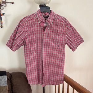 Ariat Men's Casual Red and White Plaid Shirt